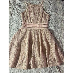 City Studio Blush Pink and Silver Lace Mini Dress Juniors Sz 3 Winter Ball Prom